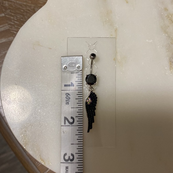 🆑 Morbid Metals 14g Navel Black Angel Wing Belly Bottom Piercing - Picture 8 of 8